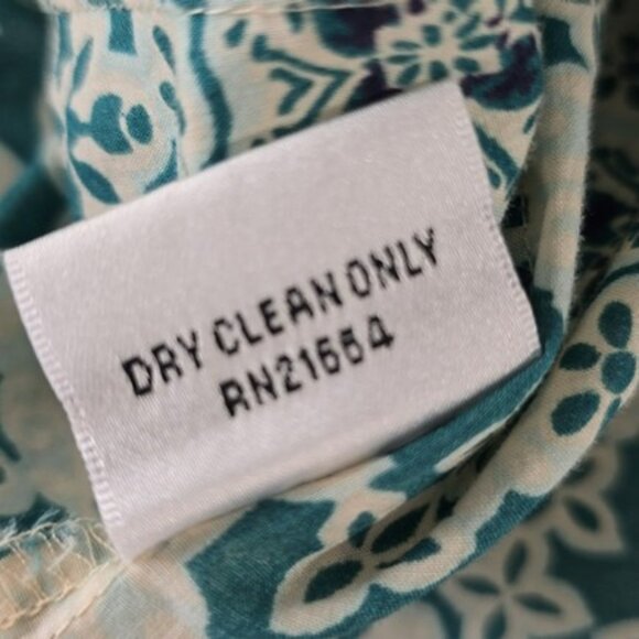 Talbots Women's Blouse Size Small Petite SP Blue Green Tropical Wood Beading - Picture 14 of 15